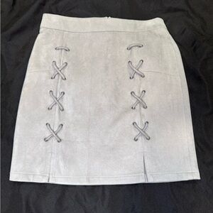 Gray Faux Tie-Up Detail Women's Skirt